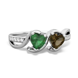 Emerald Side By Side 14K White Gold ring R3090