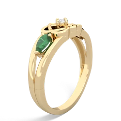 Emerald Hearts Intertwined 14K Yellow Gold ring R5880