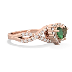 Emerald Diamond Twist 'One Heart' 14K Rose Gold ring R2640HRT