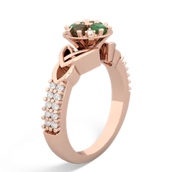 Emerald Celtic Knot Cluster Engagement 14K Rose Gold ring R26443RD