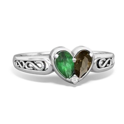 Emerald Filligree 'One Heart' 14K White Gold ring R5070