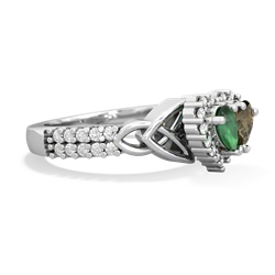 Emerald Celtic Knot Two Hearts As One 14K White Gold ring R2644HRT