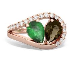 Emerald Nestled Heart Keepsake 14K Rose Gold ring R5650