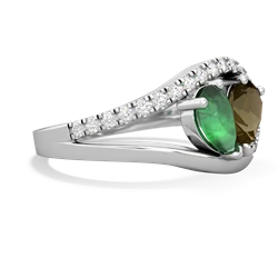 Emerald Nestled Heart Keepsake 14K White Gold ring R5650