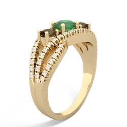 Emerald Three Stone Aurora 14K Yellow Gold ring R3080