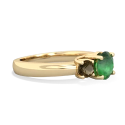 Emerald Three Stone Round Trellis 14K Yellow Gold ring R4018