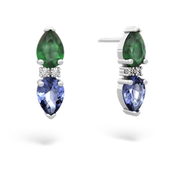 Emerald Bowtie Drop 14K White Gold earrings E0865