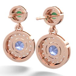 Emerald Halo Dangle 14K Rose Gold earrings E5319