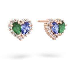 Emerald Halo 14K Rose Gold earrings E7008