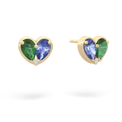 Emerald 'Our Heart' 14K Yellow Gold earrings E5072