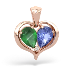 Emerald Two Become One 14K Rose Gold pendant P5330