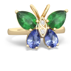 Emerald Butterfly 14K Yellow Gold ring R2215