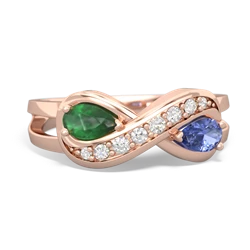 Emerald Diamond Infinity 14K Rose Gold ring R5390