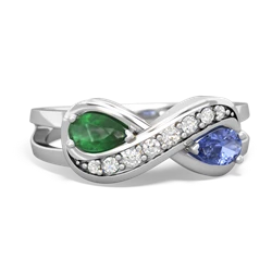 Emerald Diamond Infinity 14K White Gold ring R5390