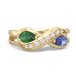 Emerald Diamond Infinity 14K Yellow Gold ring R5390