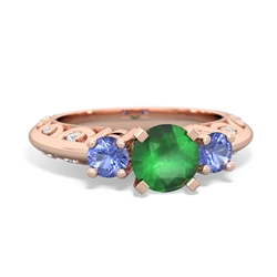 Emerald Art Deco Eternal Embrace Engagement 14K Rose Gold ring C2003