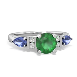 Emerald 6Mm Round Eternal Embrace Engagement 14K White Gold ring R2005