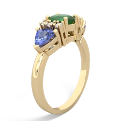 Emerald Antique Style Three Stone 14K Yellow Gold ring R2186