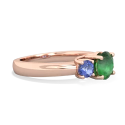 Emerald Three Stone Round Trellis 14K Rose Gold ring R4018