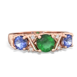 Emerald Hugs And Kisses 14K Rose Gold ring R5016