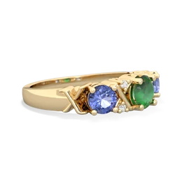 Emerald Hugs And Kisses 14K Yellow Gold ring R5016