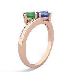 Emerald Channel Set Two Stone 14K Rose Gold ring R5303