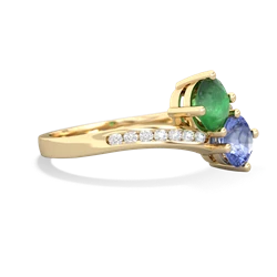 Emerald Channel Set Two Stone 14K Yellow Gold ring R5303