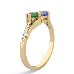 Emerald Infinity Pave Two Stone 14K Yellow Gold ring R5285