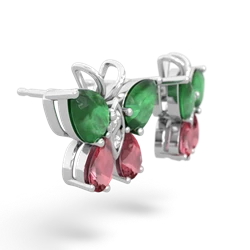 Emerald Butterfly 14K White Gold earrings E2215