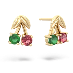 Emerald Sweet Cherries 14K Yellow Gold earrings E7001