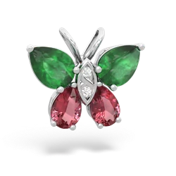 Emerald Butterfly 14K White Gold pendant P2215