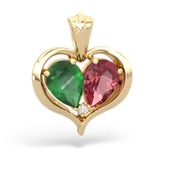 Emerald Two Become One 14K Yellow Gold pendant P5330