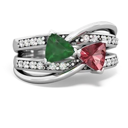 Emerald Bowtie 14K White Gold ring R2360