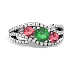 Emerald Three Stone Aurora 14K White Gold ring R3080