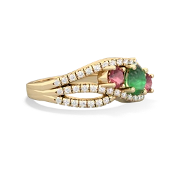 Emerald Three Stone Aurora 14K Yellow Gold ring R3080