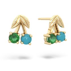 Emerald Sweet Cherries 14K Yellow Gold earrings E7001