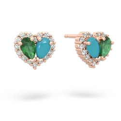 Emerald Halo 14K Rose Gold earrings E7008