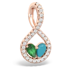 Emerald Pave Twist 'One Heart' 14K Rose Gold pendant P5360