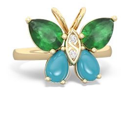 Emerald Butterfly 14K Yellow Gold ring R2215