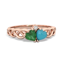 Emerald Heart To Heart Braid 14K Rose Gold ring R5870