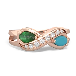 Emerald Diamond Infinity 14K Rose Gold ring R5390