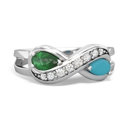 Emerald Diamond Infinity 14K White Gold ring R5390