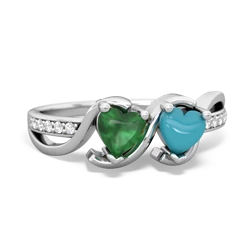 Emerald Side By Side 14K White Gold ring R3090