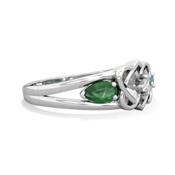 Emerald Hearts Intertwined 14K White Gold ring R5880