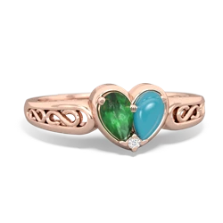 Emerald Filligree 'One Heart' 14K Rose Gold ring R5070