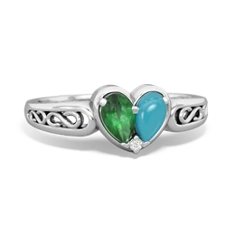 Emerald Filligree 'One Heart' 14K White Gold ring R5070