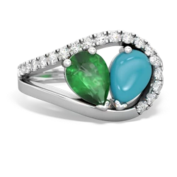 Emerald Nestled Heart Keepsake 14K White Gold ring R5650