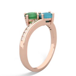 Emerald Channel Set Two Stone 14K Rose Gold ring R5303