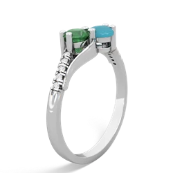 Emerald Infinity Pave Two Stone 14K White Gold ring R5285