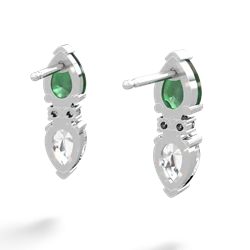 Emerald Bowtie Drop 14K White Gold earrings E0865